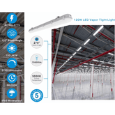 8 foot vapor tight led light fixtures 120w, 120 degree beam angle dimmable at switchtoled